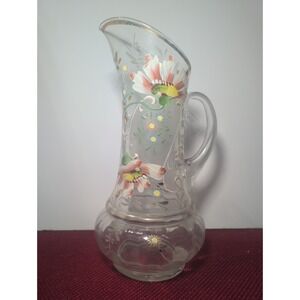 Northwood Pitcher Jug - beautifully hand enamel-decorated circa 1920